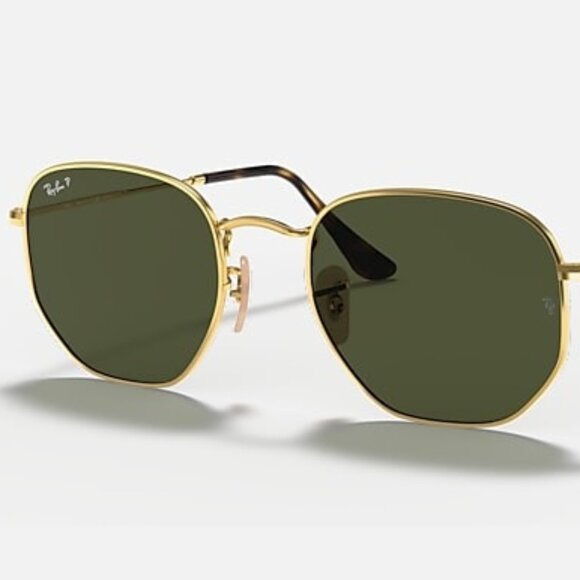 Ray-Ban RB3548N Hexagonal Sunglasses – Arista Gold Frame, G-15 Green Lenses - Picture 1 of 3